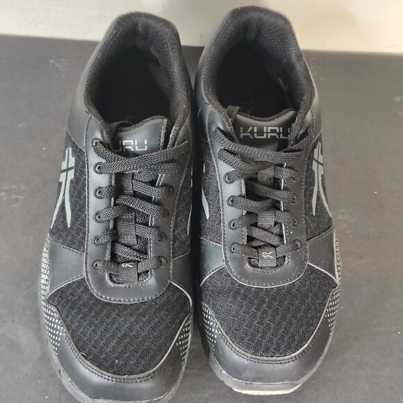 Kuru Shoes Mens Size 9 Wide Black Gray Lace Up Quantum 2 Walking - Picture 4 of 14